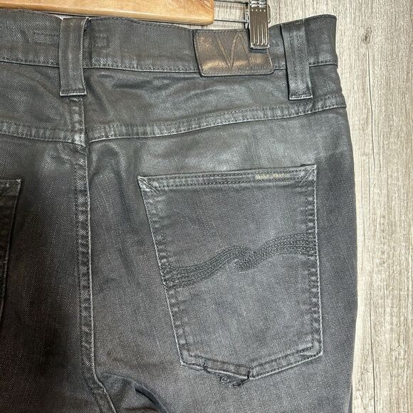 Nudie Jeans Size 33 x 34 (29) Lean Dean Black Color Slim Fit Organic Cotton - Picture 5 of 12